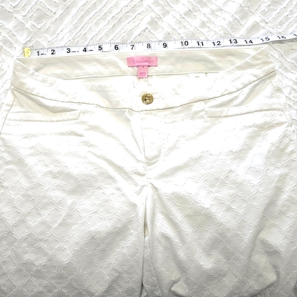 Lilly Pulitzer Kelly Womens Textured Ankle Skinny Pant Cottagecore White Small 4 - Picture 8 of 9